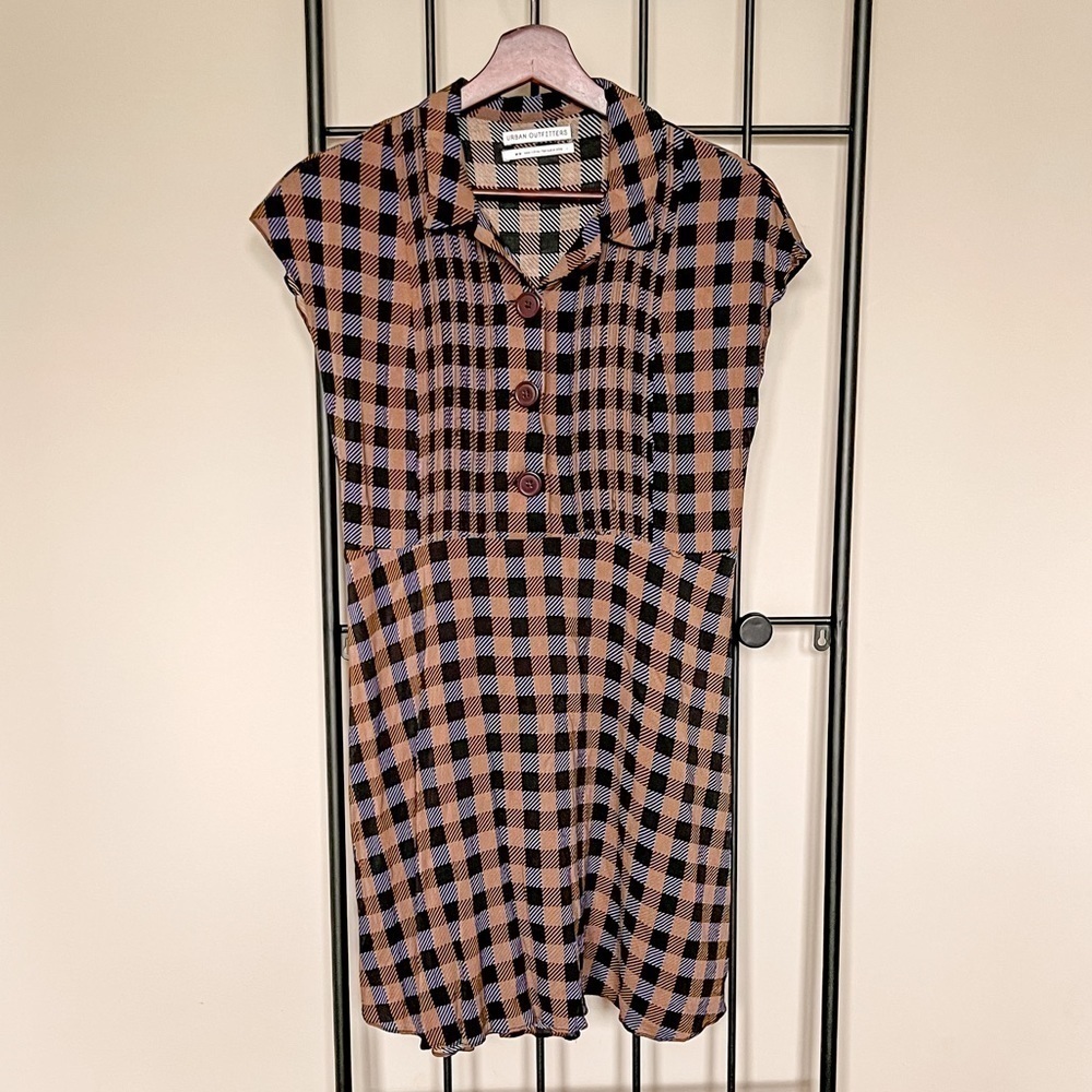 Urban Outfitters Plaid Button Front Dress Sz M